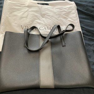 Vince Camuto Luck Tote in Black with Grey Stripe